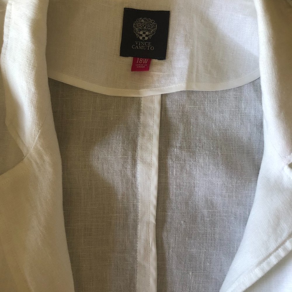 Vince Camuto White Linen Blazer - Plus Size